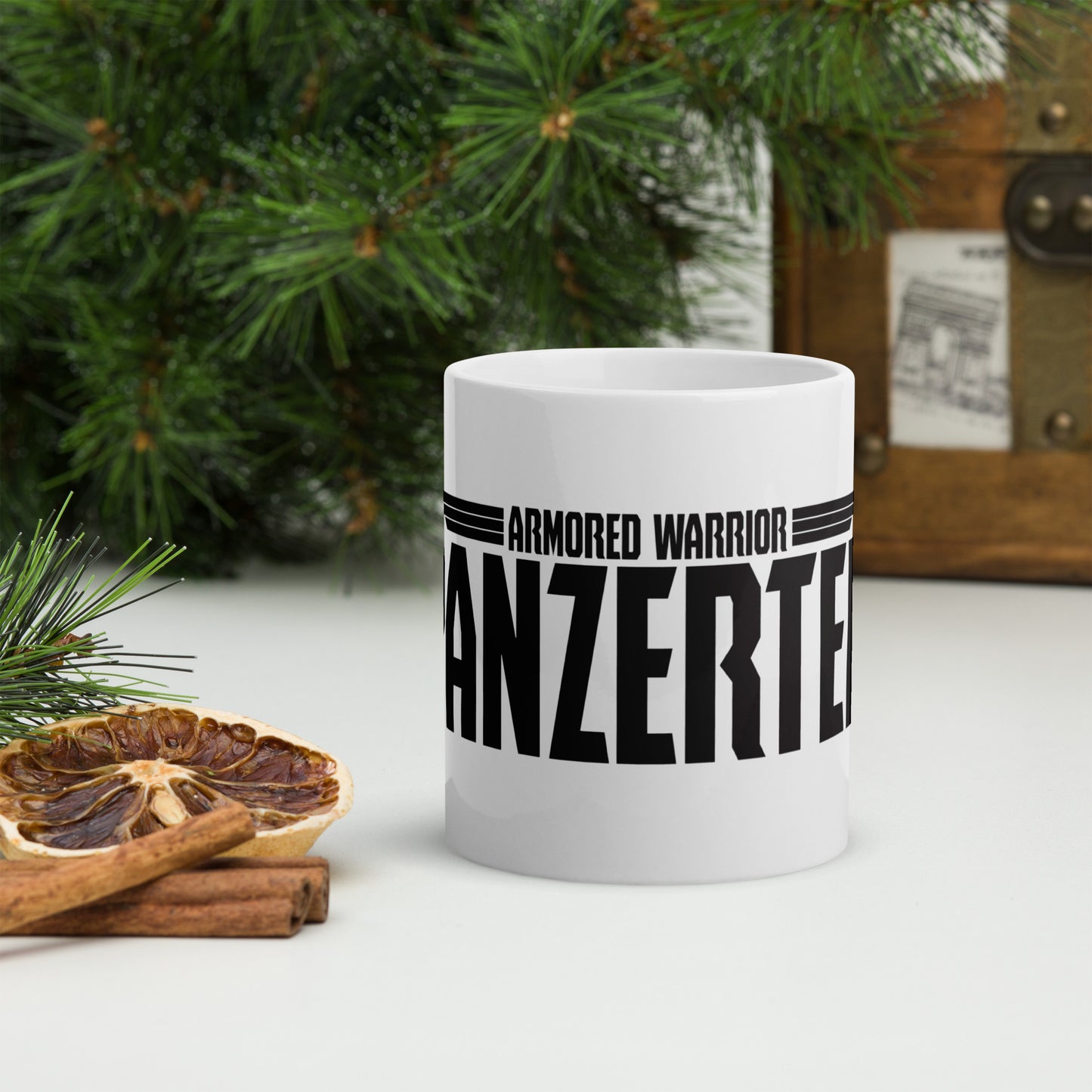White glossy mug